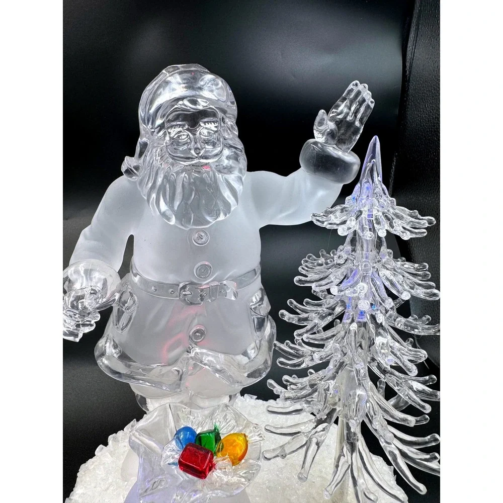 Heritage Mint Frosted Acrylic Santa Claus Color Changing LED Light Up Figurines